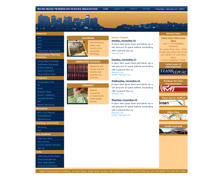 Site for the Boston Region Metropolitan Planning Organization. Live 2007 – 2012.